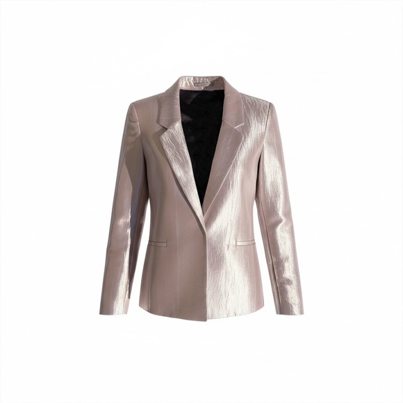 Millennial pink metallic suit set blazer and pants - Picture 3 of 9